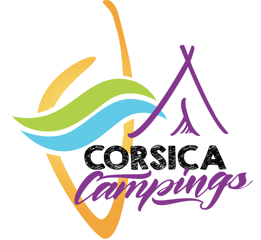 logo-de-corsica-campings-en-design-moderne Le logo du camping présente des tentes et des vagues, idéal pour les amateurs de nature et d'évasion en Corse.