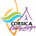 Logo de Corsica Campings pour des vacances inoubliables Logo de Corsica Campings illustrant la beauté naturelle de la Corse, idéal pour communiquer sur le tourisme et les campings en plein air.